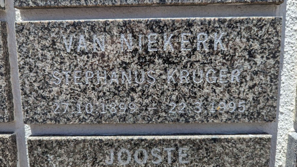 NIEKERK Stephanus Kruger, van 1899-1995