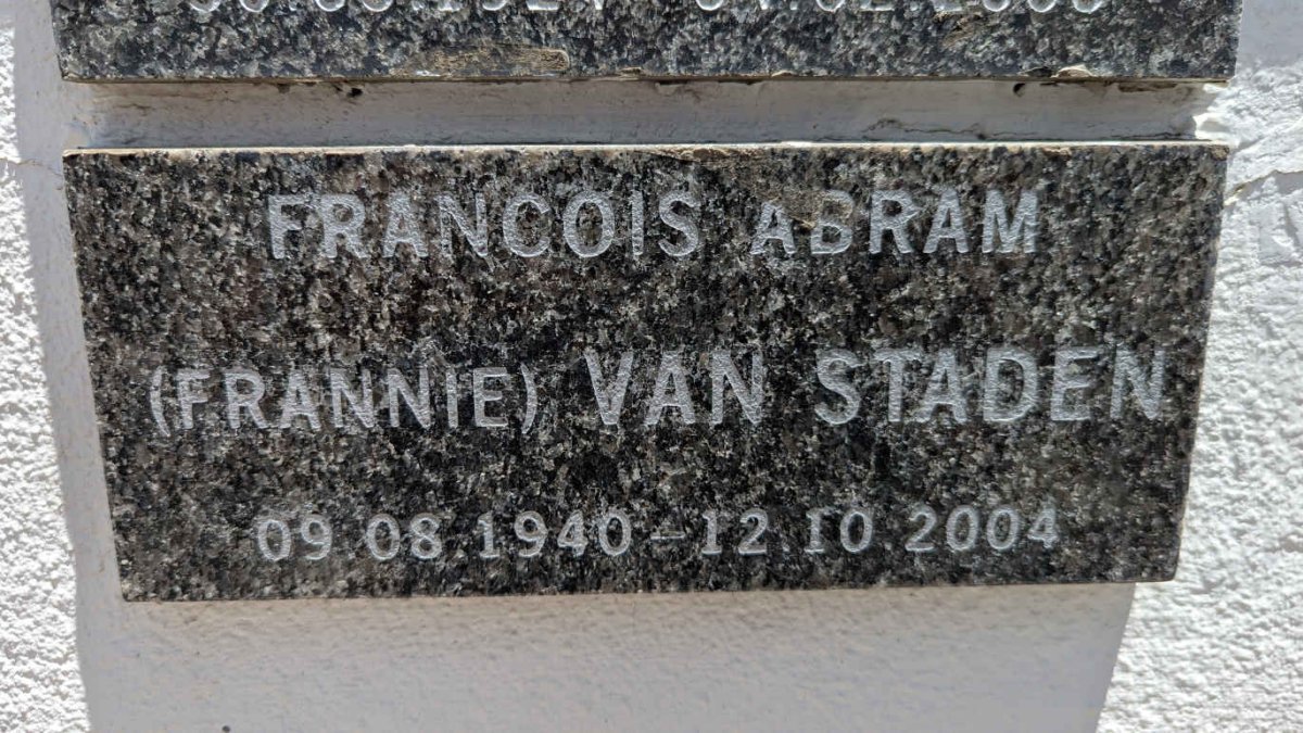 STADEN Francois Abram, van 1940-2004