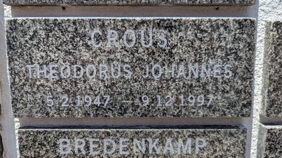 CROUS Theodorus Johannes 1947-1997