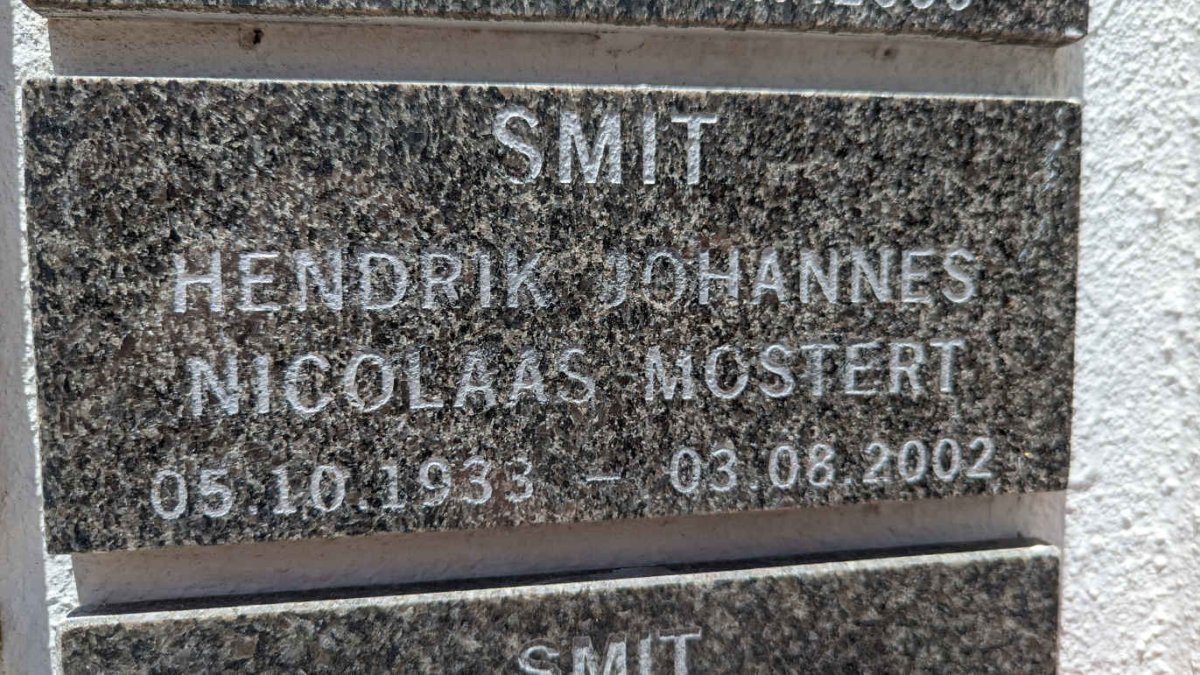 SMIT Hendrik Johannes Nicolaas Mostert 1933-2002