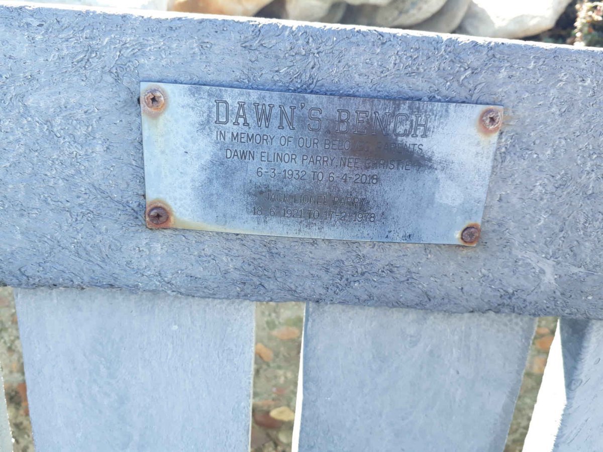 PARRY Jack Lionel 1921-1978 &amp; Dawn Elinor CHRISTIE 1932-2018