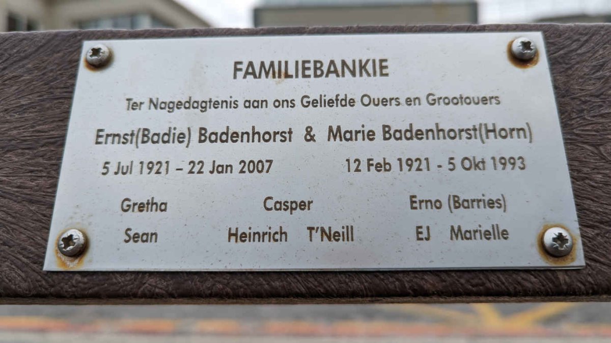 BADENHORST Ernst 1921-2007 &amp; Marie HORN 1921-1993