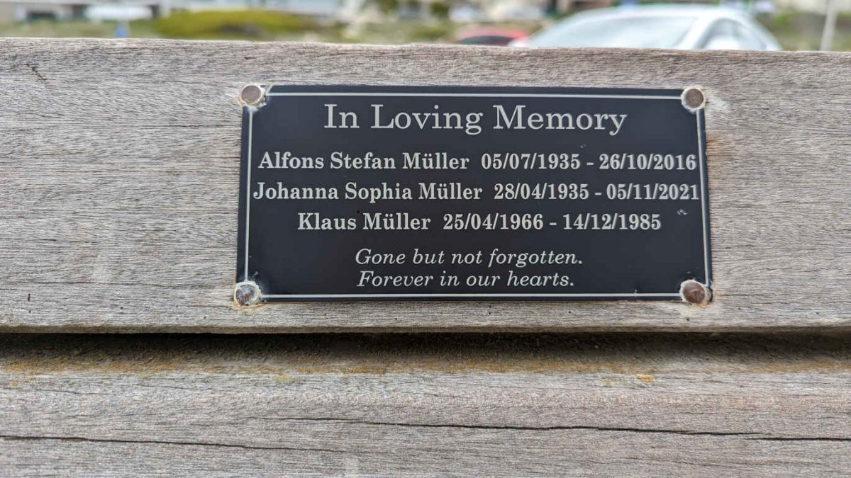 MULLER Alfons Stefan 1935-2016 &amp; Johanna Sophia 1935-2021 :: MULLER Klaus 1966-1985