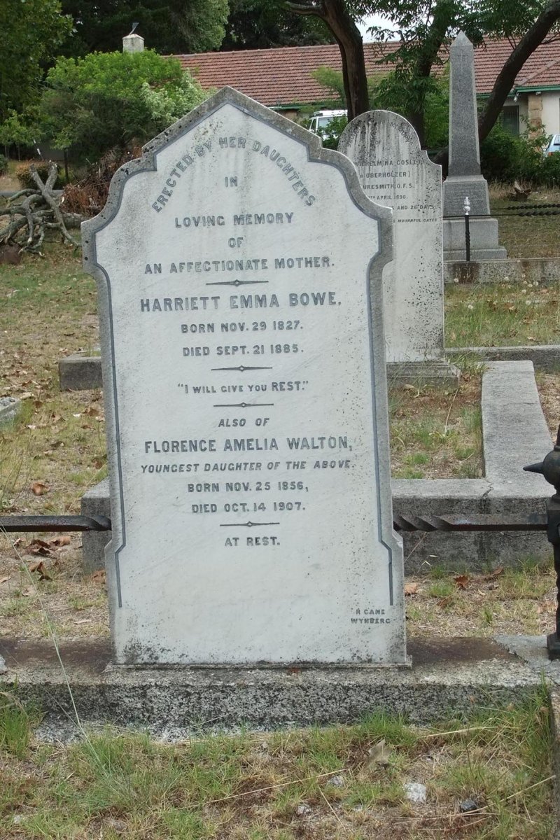 BOWE Harriett Emma 1827-1885 :: WALTON Florence Amelia 1856-1907