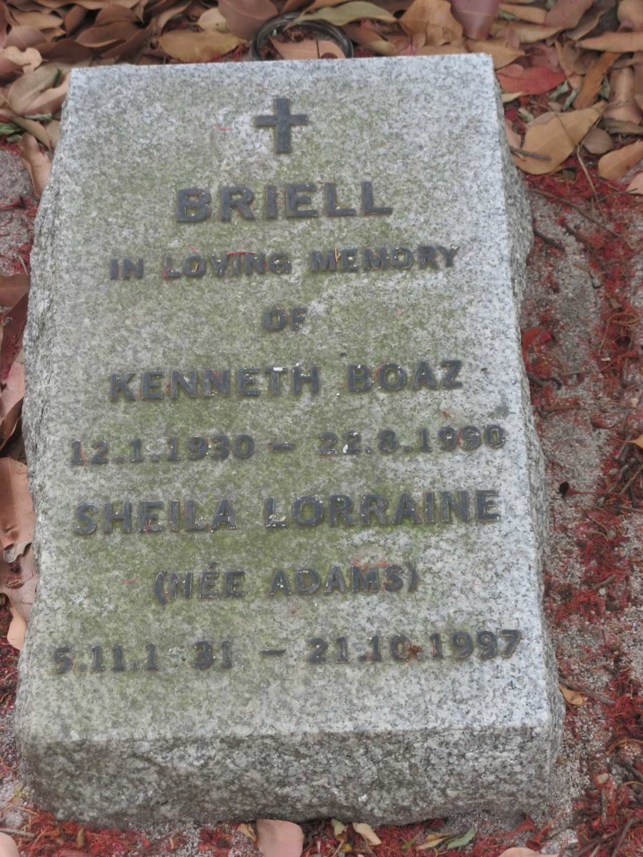 BRIELL Kenneth Boaz 1930-1990 &amp; Sheila Lorraine ADAMS 1931-1997