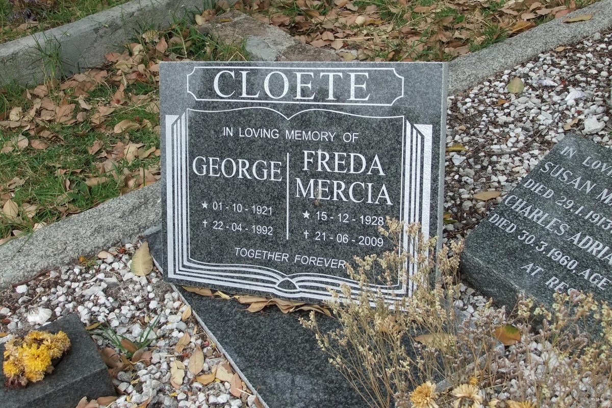 CLOETE George 1921-1992 &amp; Freda Mercia 1928-2009