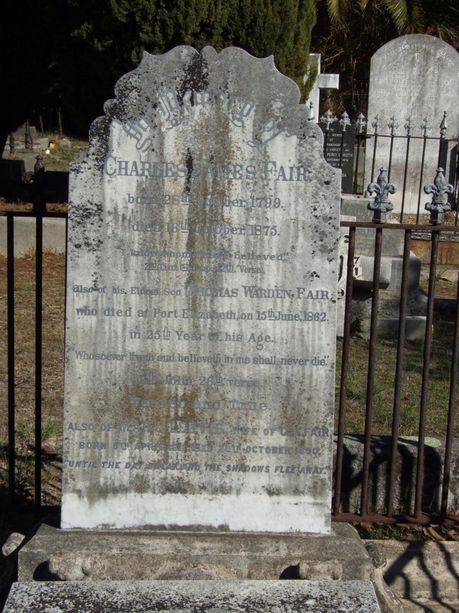 FAIR Charles James 1799-1875 &amp; Mary LEEVIS 18?1-1890 :: FAIR Thomas Warden -1862