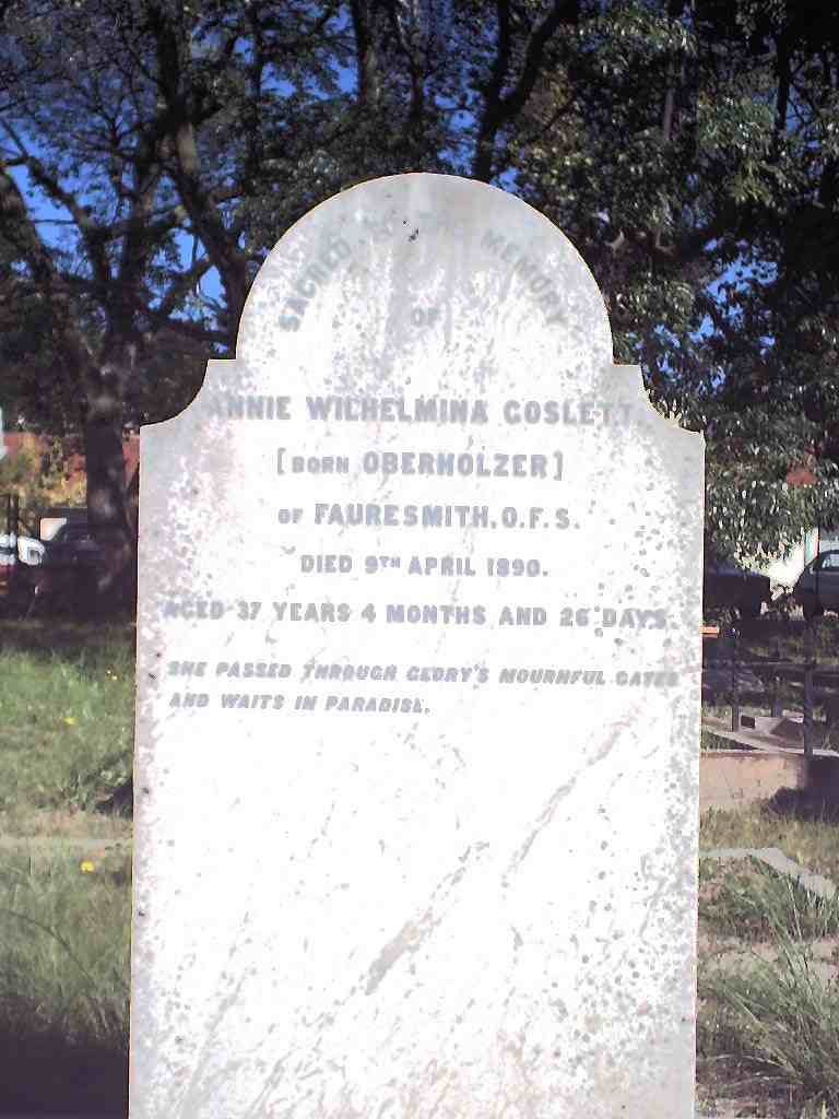 GOSLETT Annie Wilhelmina nee OBERHOLZER 1853-1890