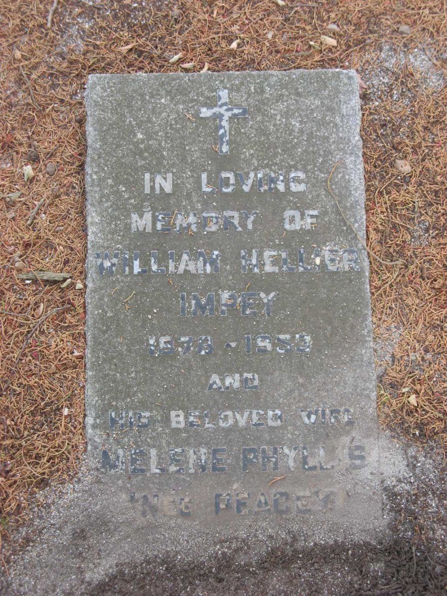 IMPEY William Hellier 1878-1953 &amp; Melene Phyllis nee PEACEY