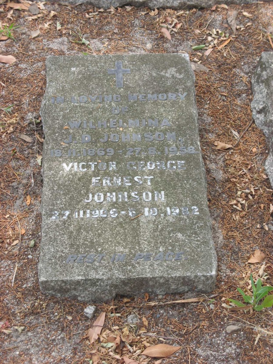 JOHNSON Wilhelmina J.D. 1869-1958 :: JOHNSON Victor George Ernest 1905-1982