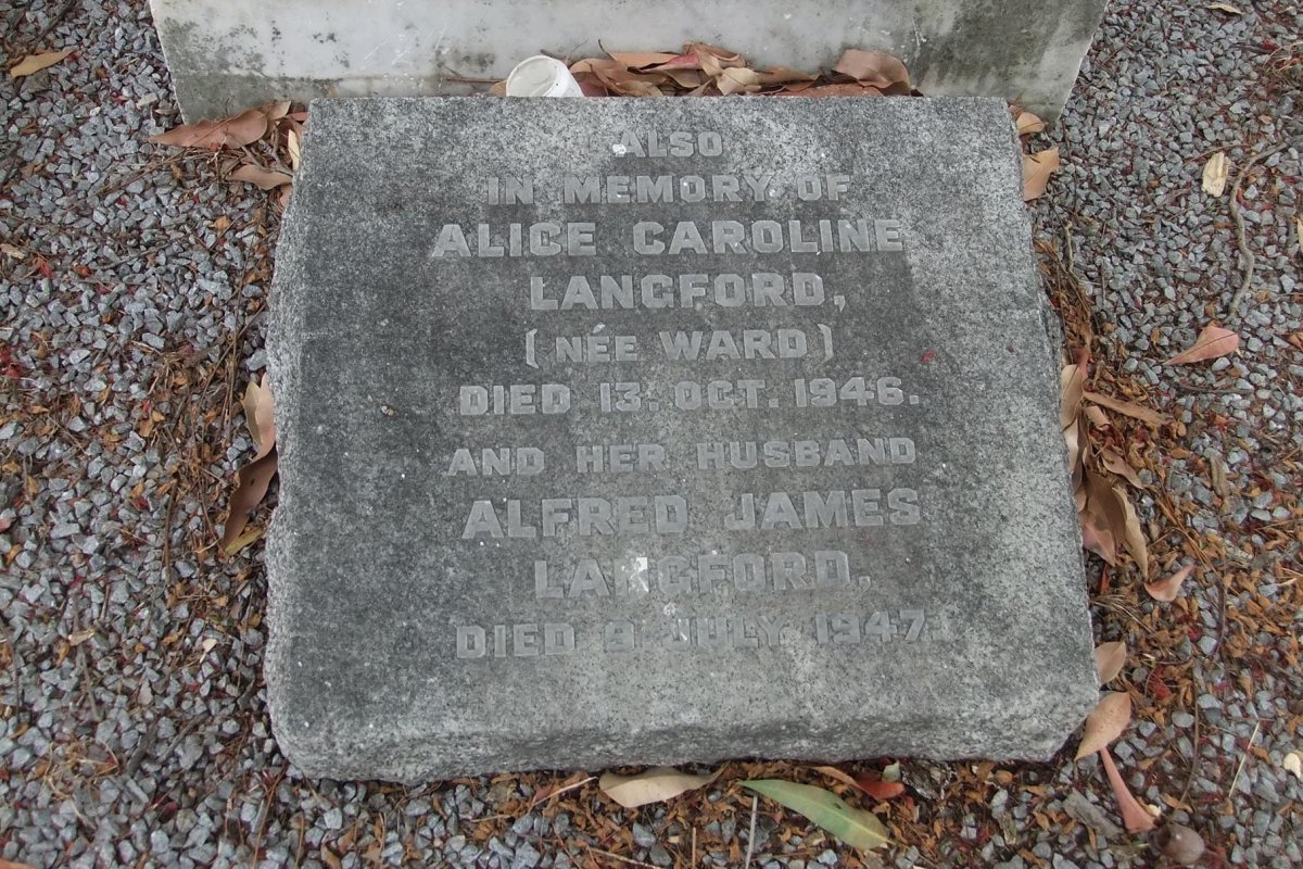 LANGFORD Alfred James -1947 &amp; Alice Caroline WARD -1946