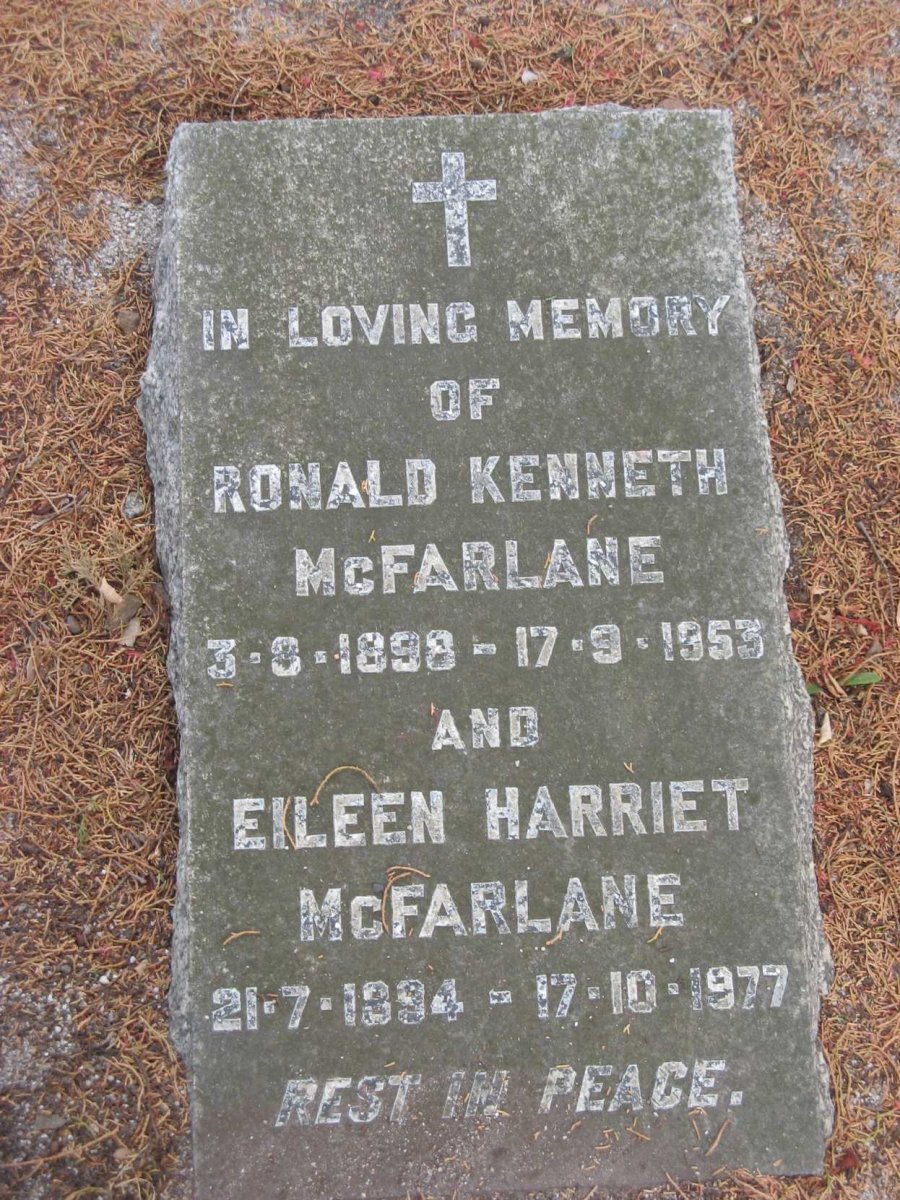 McFARLANE Ronald Kenneth 1898-1953 &amp; Eileen Harriet 1894-1977