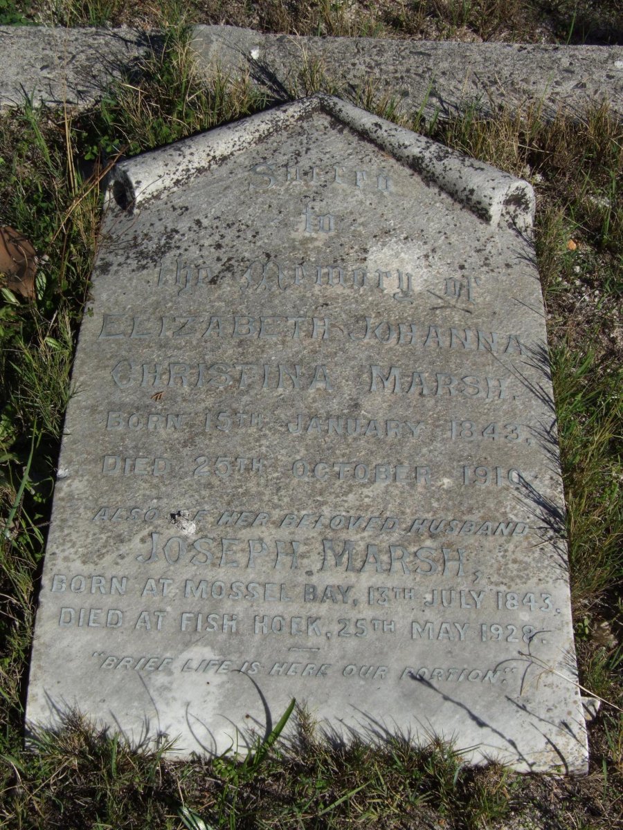 MARSH Joseph 1843-1928 &amp; Elizabeth Johanna Christina 1843-1910