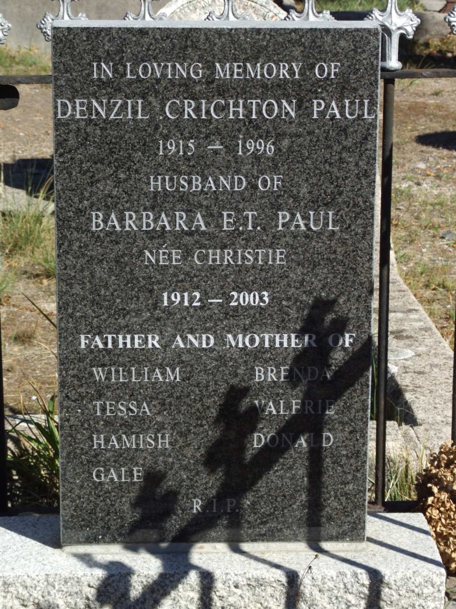 PAUL Denzil Crighton 1915-1996 &amp; Barbara E.T. CHRISTIE 1912-2003