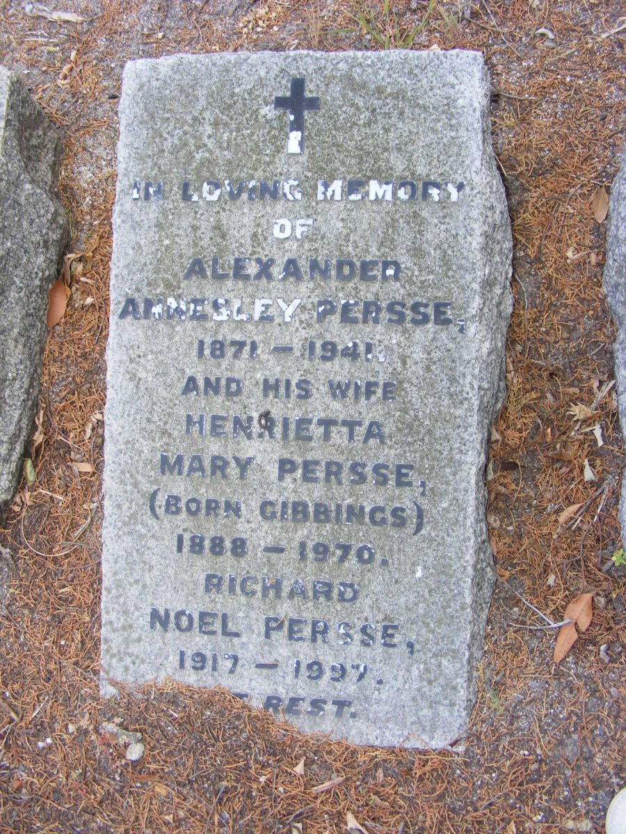 PERSSE Alexander Annesley 1871-1941 &amp; Henrietta Mary GIBBINGS 1888-1970 :: PERSSE Noel 1917-1997