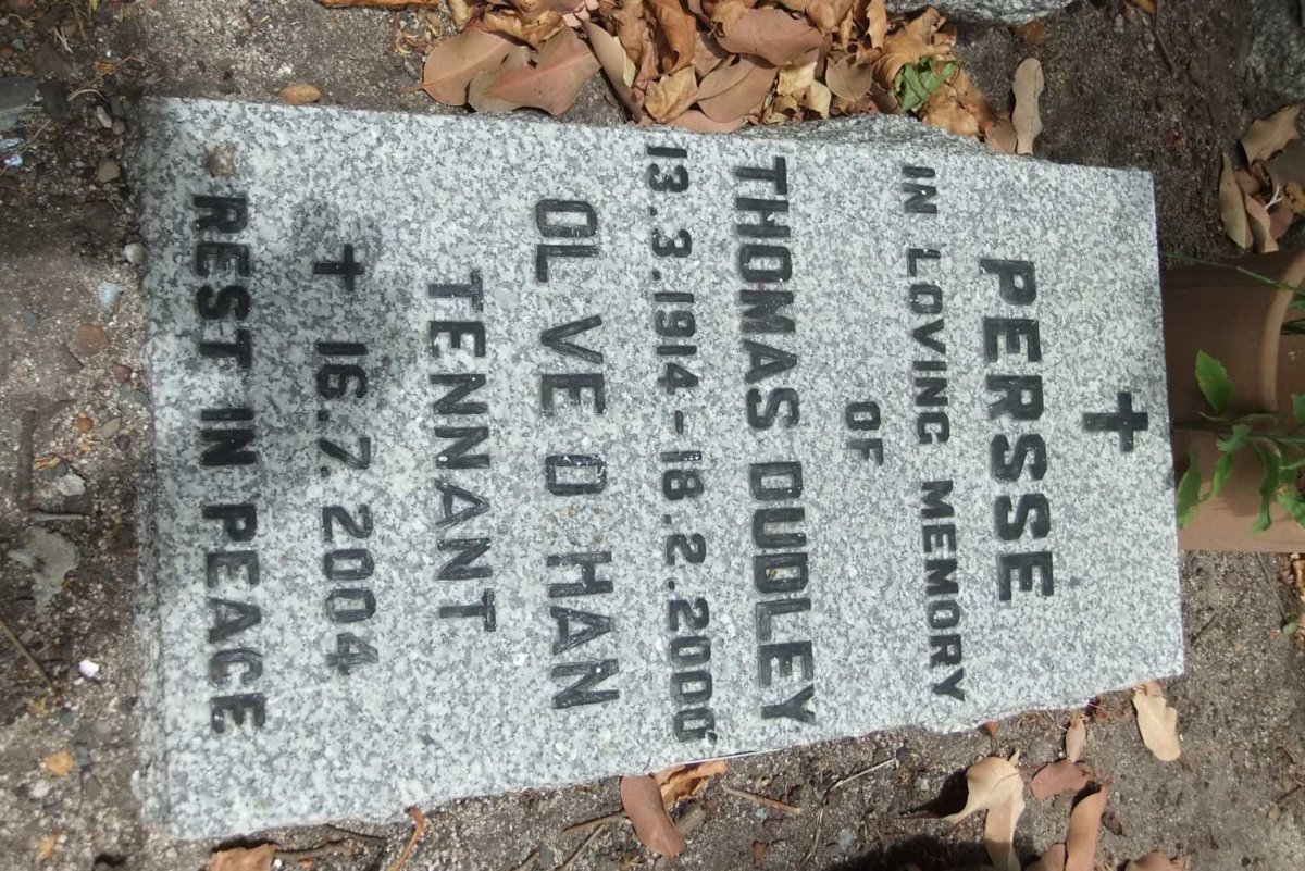 PERSSE Thomas Dudley 1914-2000 &amp; Olive D?han Tennant -2004