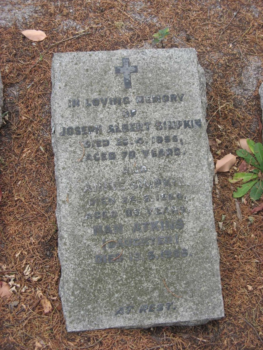 SIMPKIN Joseph Albert -1955 &amp; Annie -1966 :: ATKINS Nan -1996