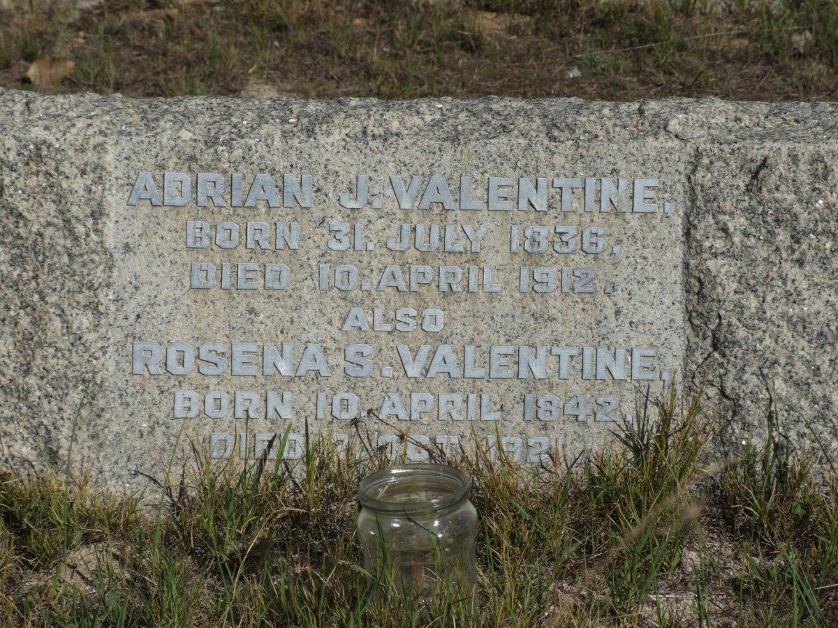 VALENTINE Adrian J. 1836-1912 &amp; Rosena S. 1842-1921