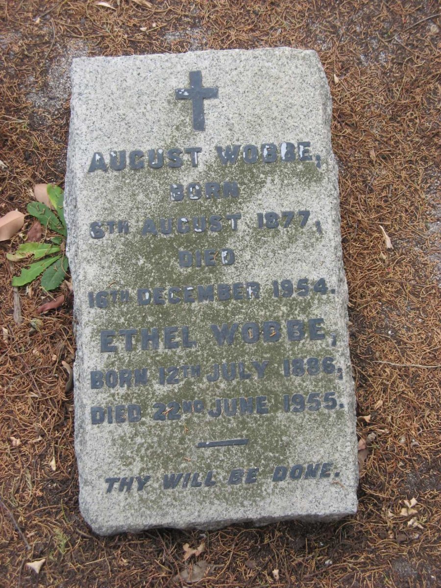 WOBBE August 1877-1954 &amp; Ethel 1886-1955