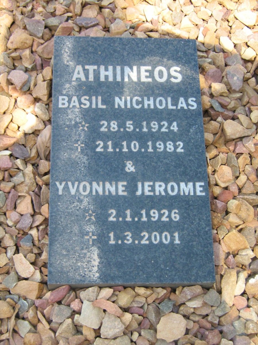 ATHINEOS Basil Nicholas 1924-1982 &amp; Yvonne Jerome 1926-2001