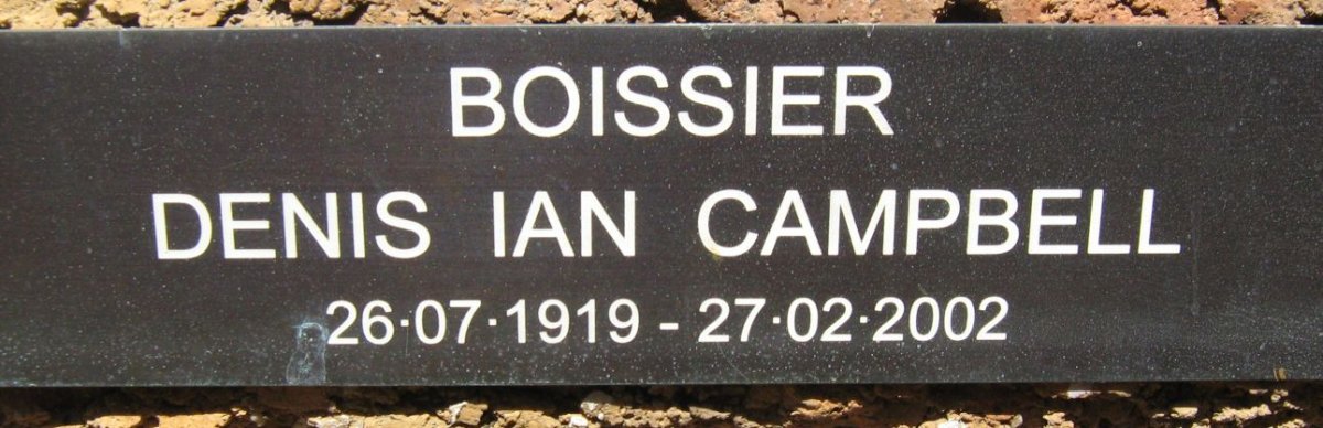 BOISSIER Dennis Ian Campbell 1919-2002