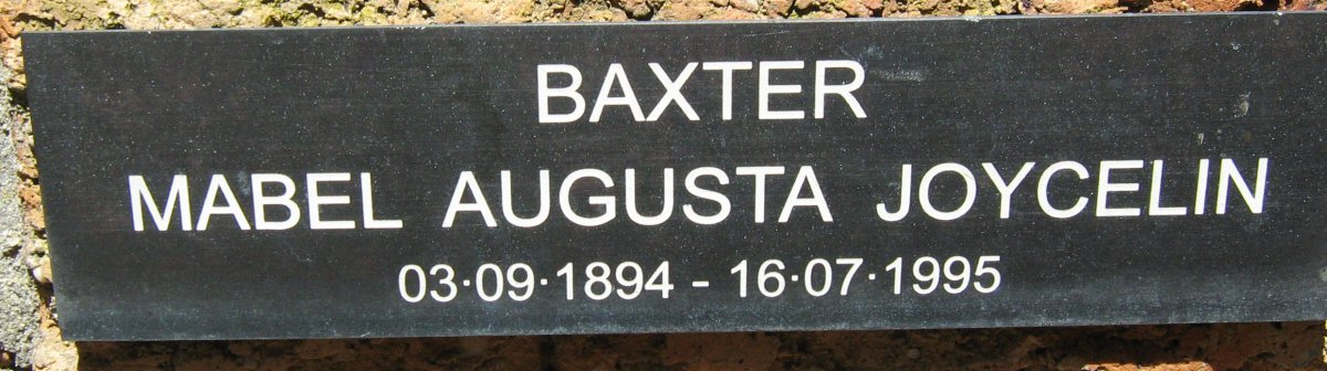 BAXTER Mabel Augusta Joycelin 1894-1995