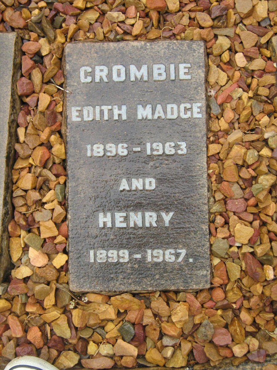 CROMBIE Henry 1899-1967 &amp; Edith Madge 1896-1963