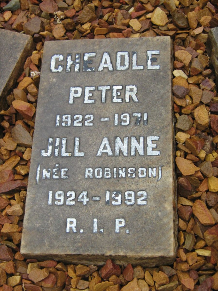 CHEADLE Peter 1922-1971 &amp; Jill Anne ROBINSON 1924-1992