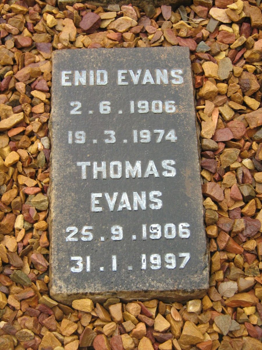 EVANS Thomas 1906-1997 &amp; Enid 1906-1974