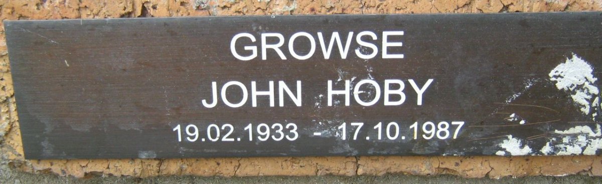 GROWSE John Hoby 1933-1987