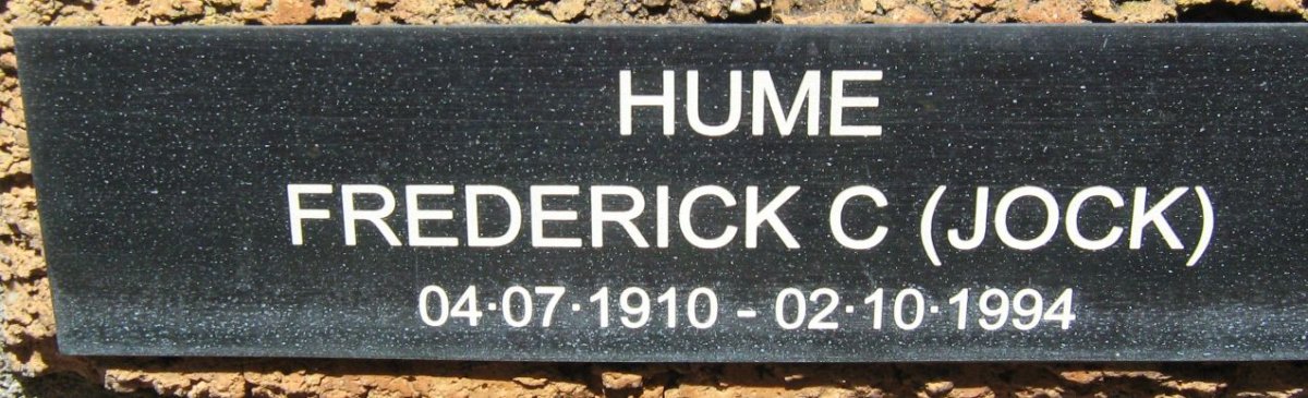 HUME Frederick C. 1910-1994