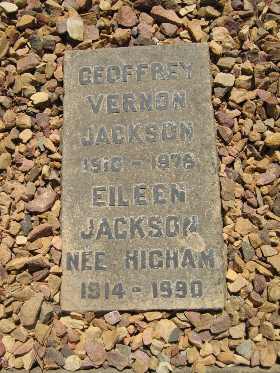 JACKSON Geoffrey Vernon 1910-1978 &amp; Eileen HIGHAM 1914-1990