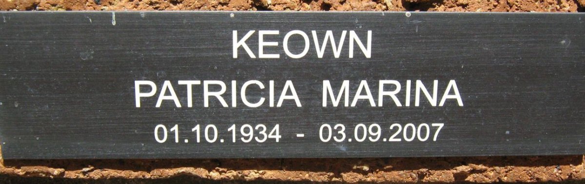 KEOWN Patricia Marina 1934-2007