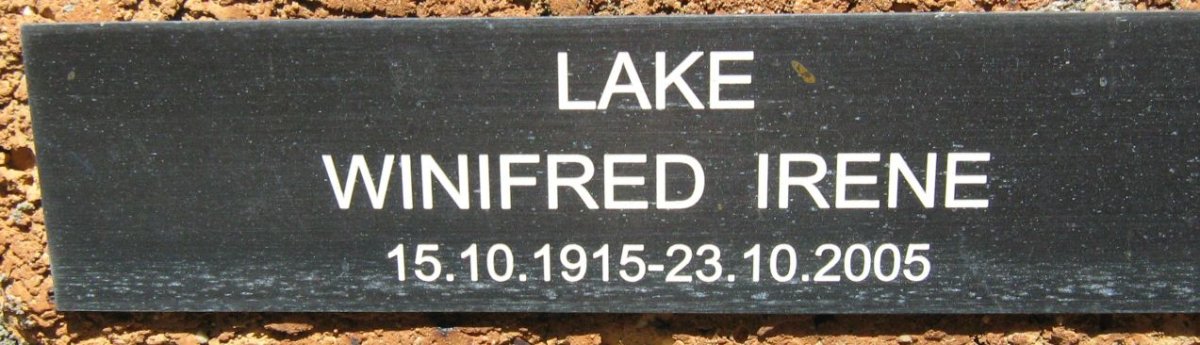 LAKE Winifred Irene 1915-2005