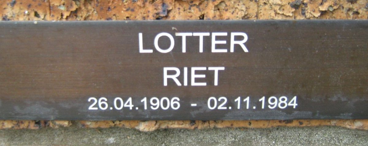 LOTTER Riet 1906-1984