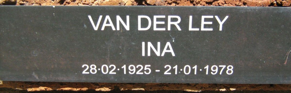 LEY Ina, van der 1925-1978