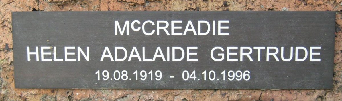 McCREADIE Helen Adalaide Gertrude 1919-1996