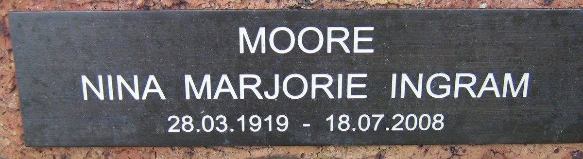 MOORE Nina Marjorie Ingram 1919-2008