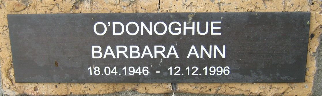 O'DONOGHUE Barbara Ann 1946-1996