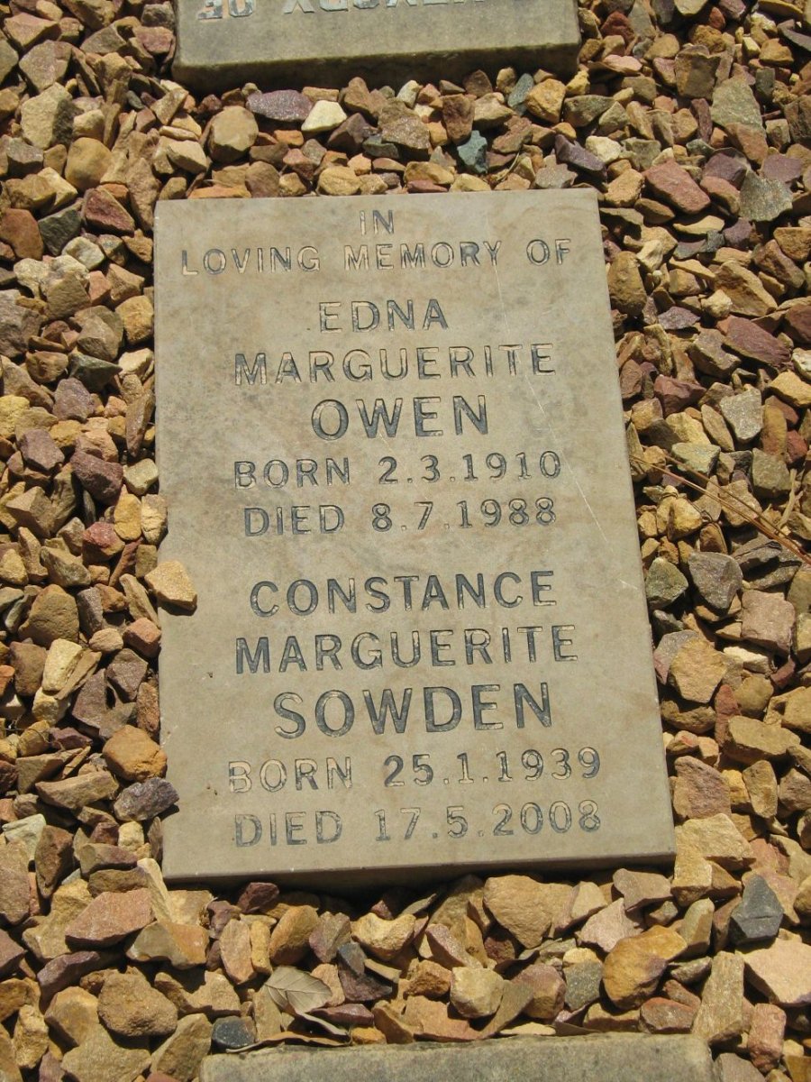OWEN Edna Marguerite 1910-1988 :: SOWDEN Constance Marguerite 1939-2008