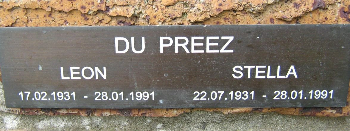 PREEZ Leon, du 1931-1991 &amp; Stella 1931-1991