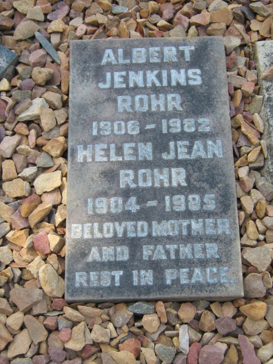 ROHR Albert Jenkins 1906-1982 &amp; Helen Jean 1904-1985