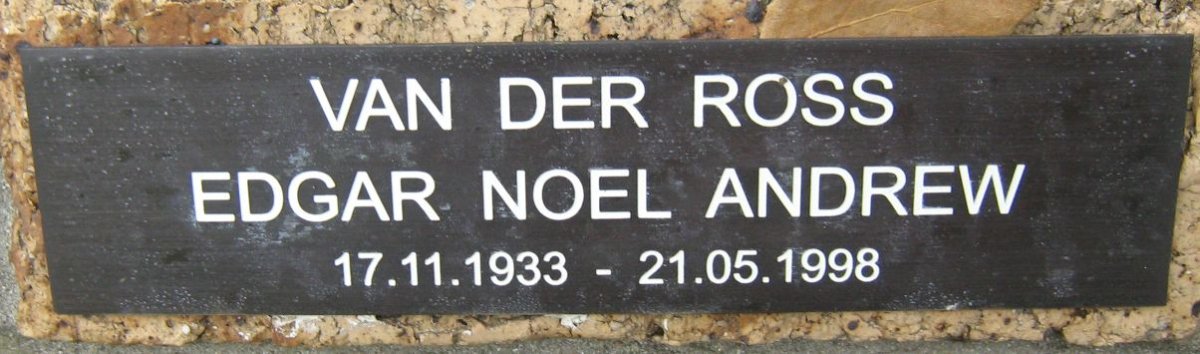 ROSS Edgar Noel Andrew, van der 1933-1998