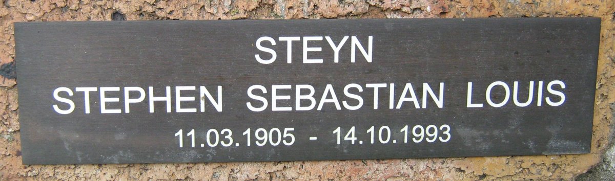 STEYN Stephen Sebastian Louis 1905-1993
