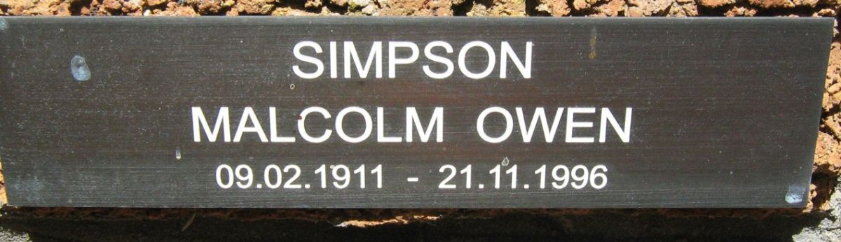 SIMPSON Malcolm Owen 1911-1996