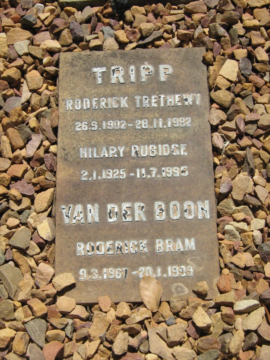 TRIPP Roderick Trethewy 1902-1982 &amp; Hilary Rubidge 1925-1996 :: BOON Roderick Bram, van der 1967-1999