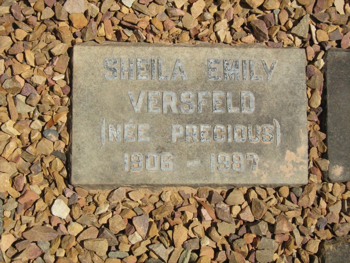 VERSFELD Sheila Emily nee PRECIOUS 1906-1987