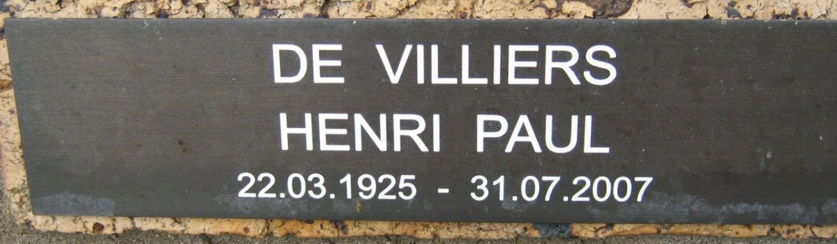 VILLIERS Henri Paul, de 1925-2007