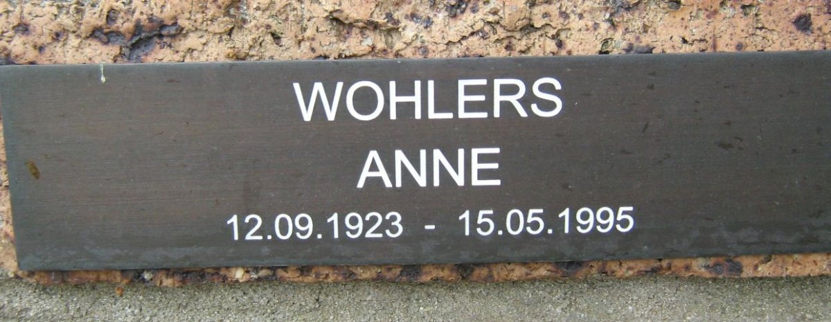 WOHLERS Anne 1923-1995
