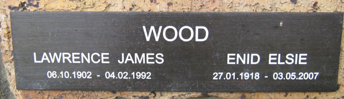 WOOD Lawrence James 1902-1992 &amp; Enid Elsie 1918-2007
